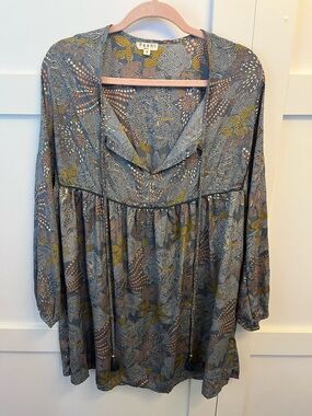 Blue Floral Print Mini Dress